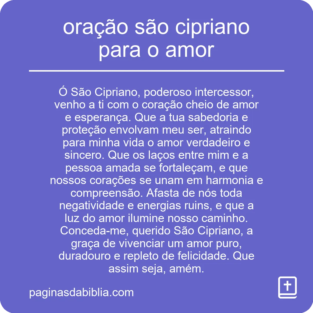 oração são cipriano para o amor