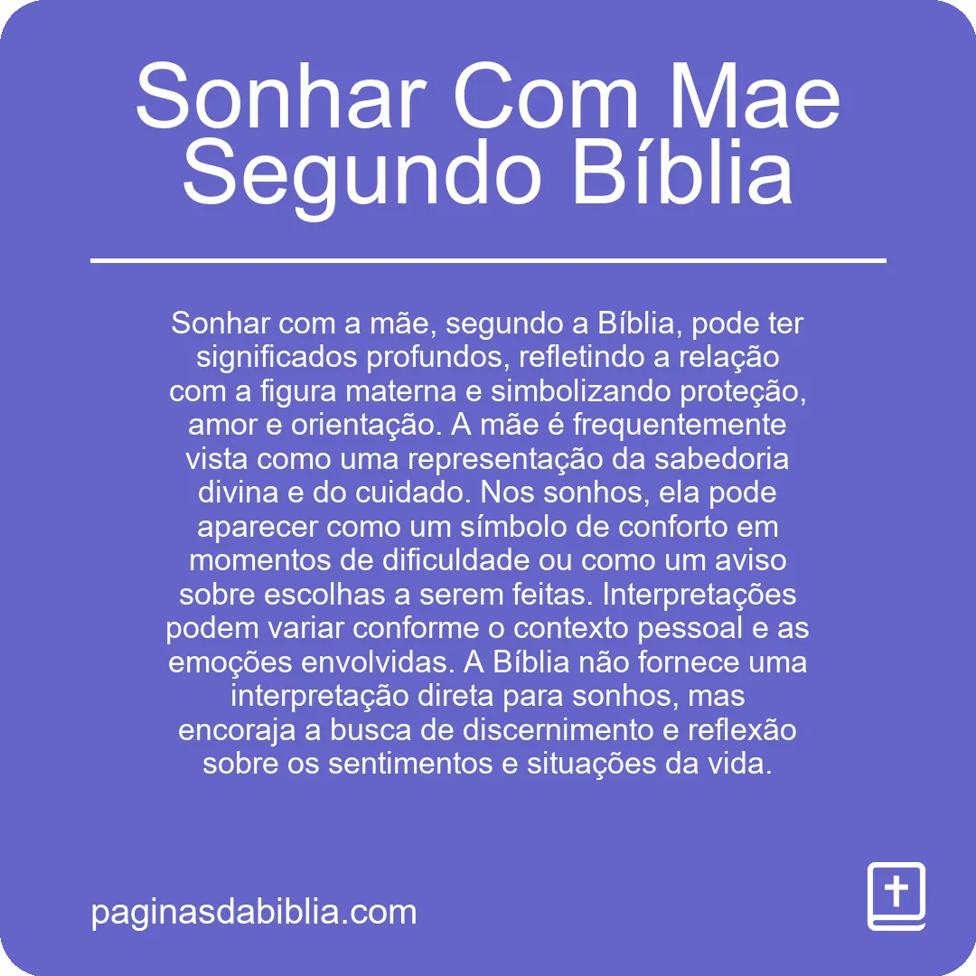 Sonhar Com Mae Segundo Bíblia