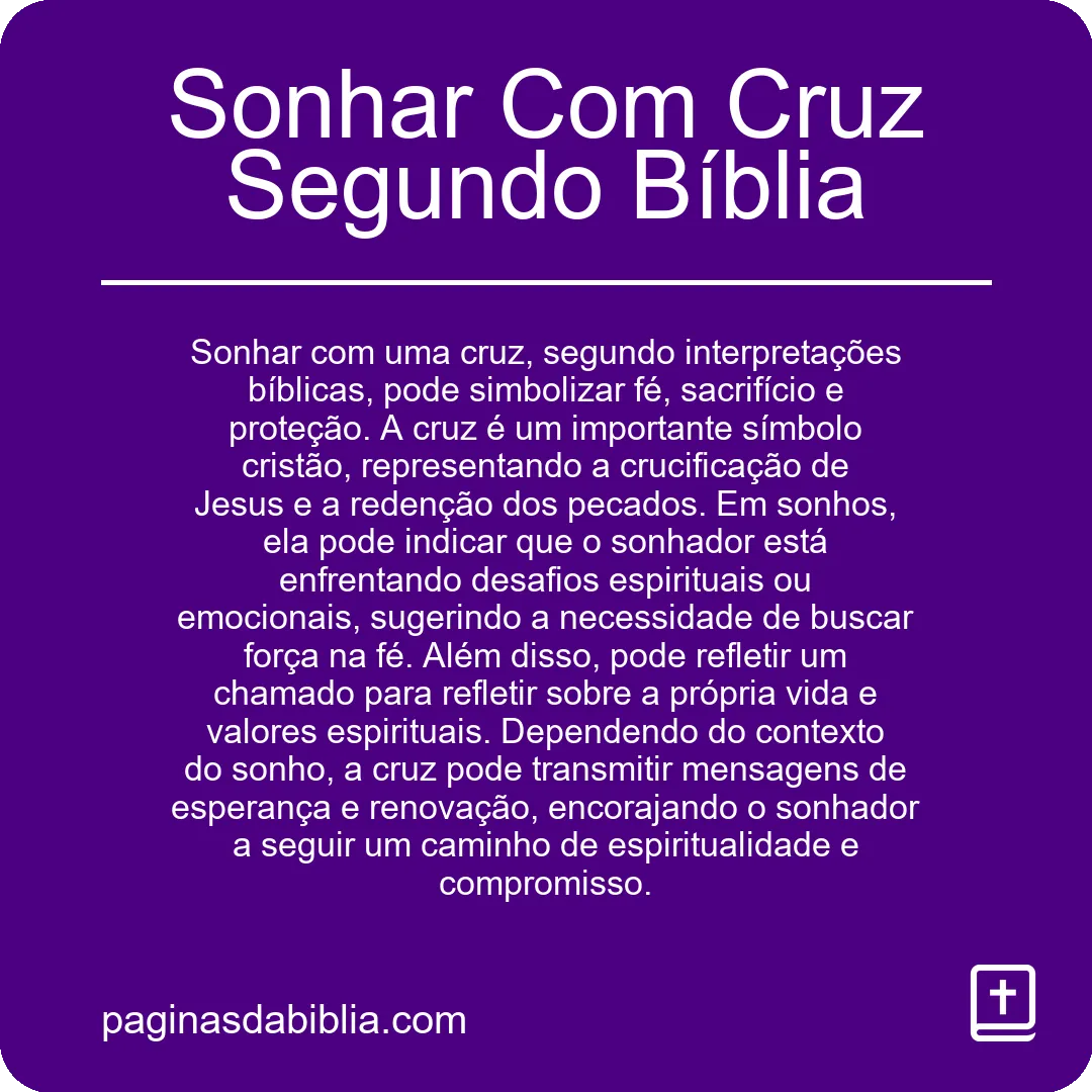 Sonhar Com Cruz Segundo Bíblia