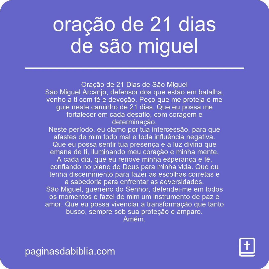 oração de 21 dias de são miguel