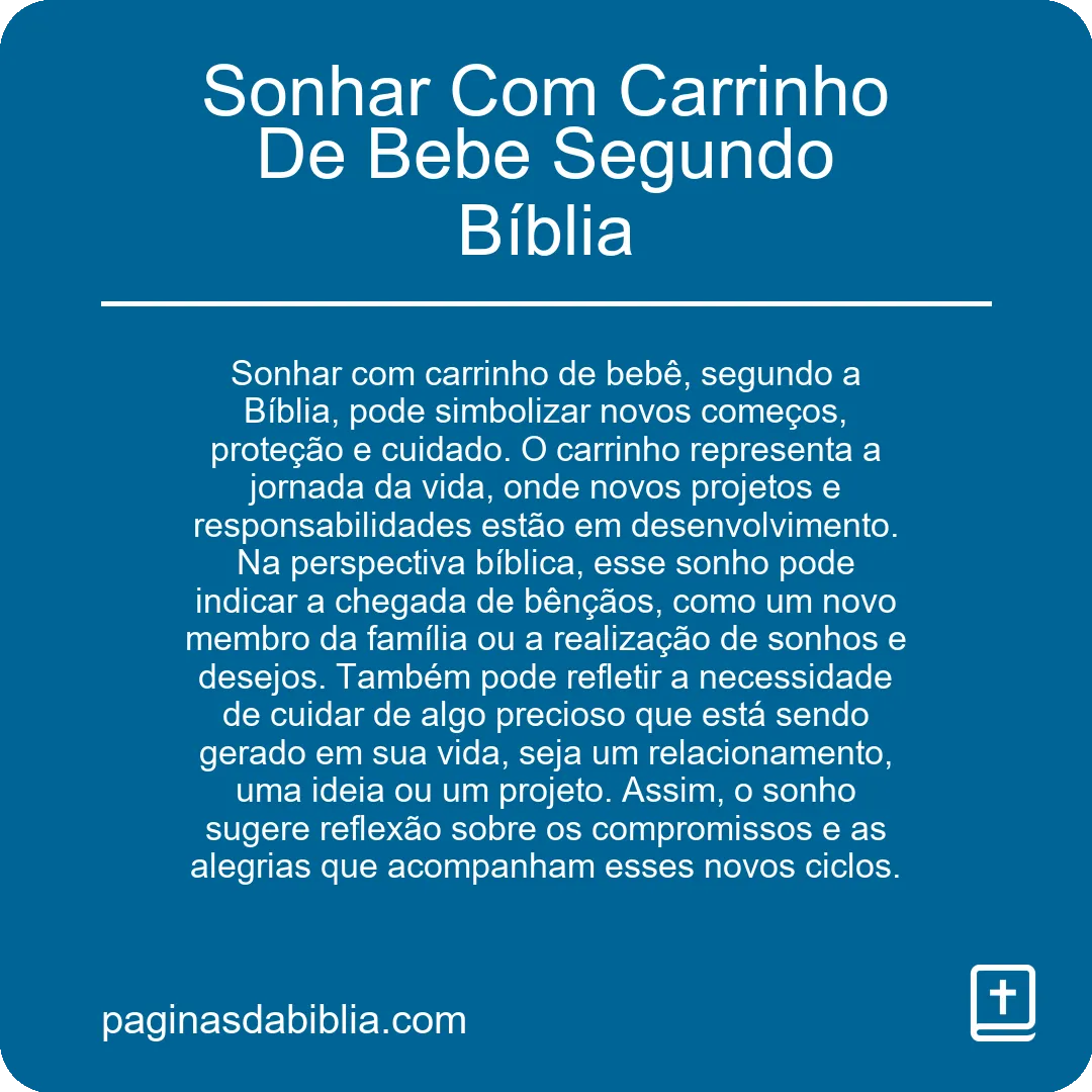 Sonhar Com Carrinho De Bebe Segundo Bíblia