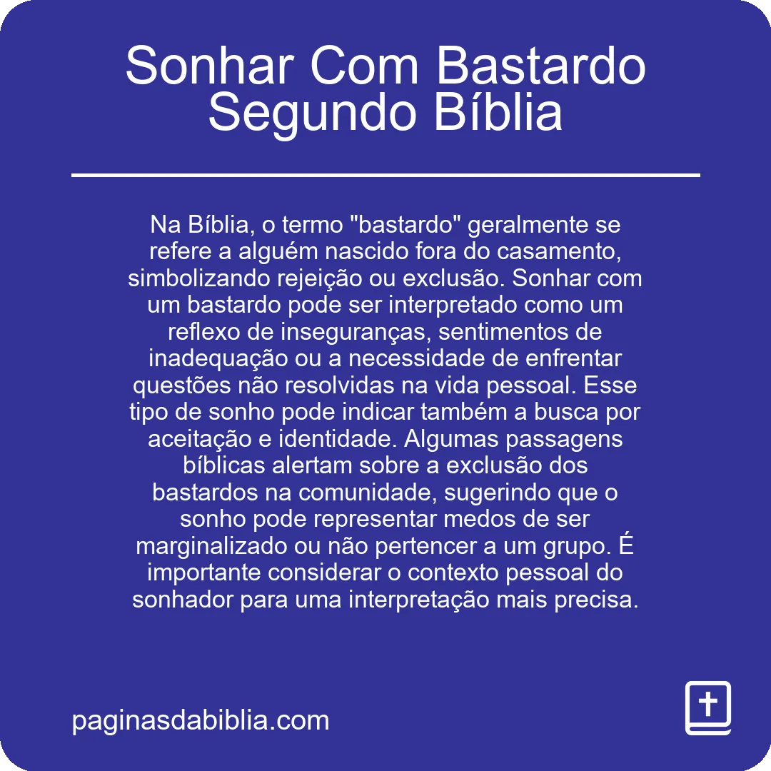 Sonhar Com Bastardo Segundo Bíblia