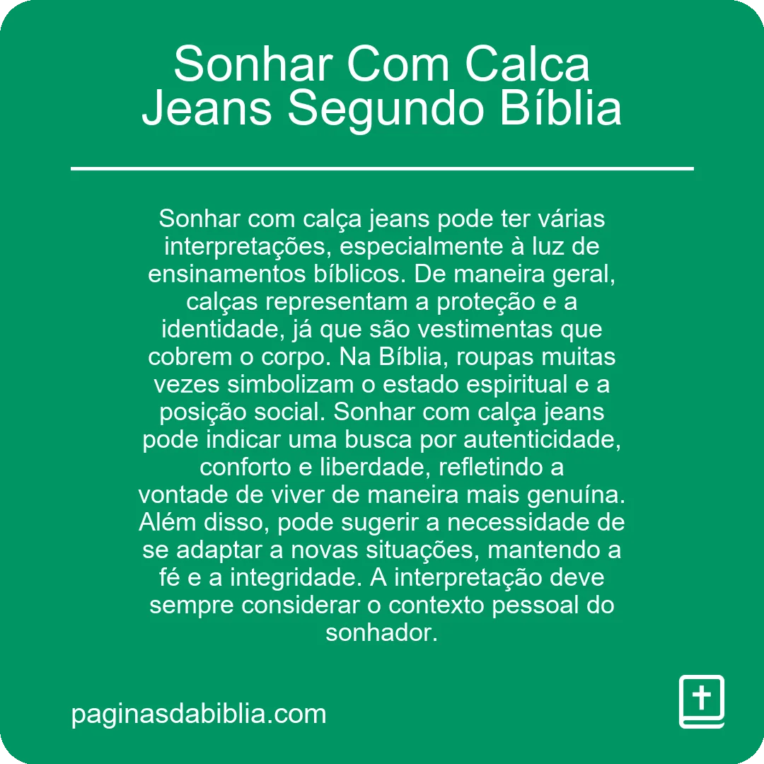 Sonhar Com Calca Jeans Segundo Bíblia