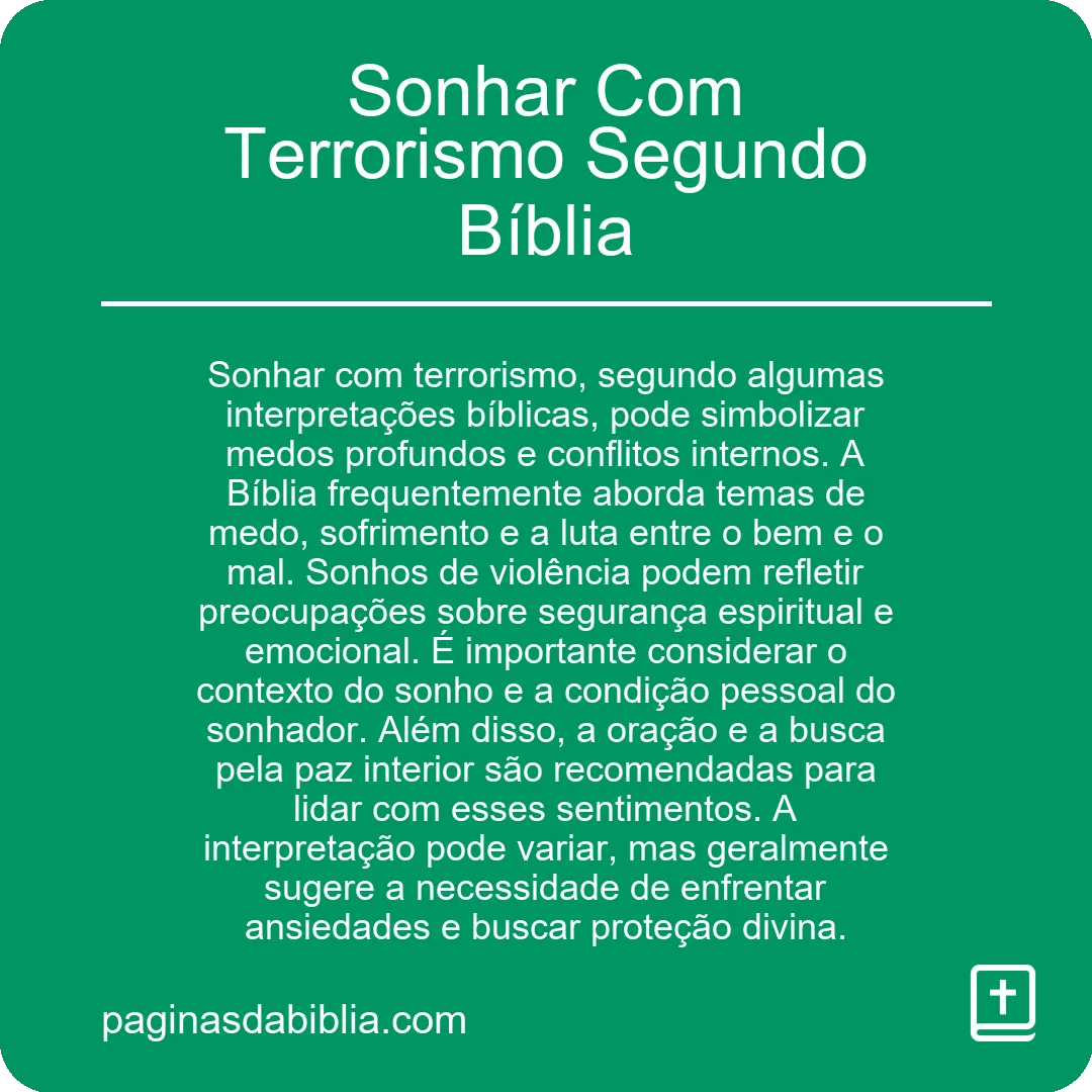 Sonhar Com Terrorismo Segundo Bíblia