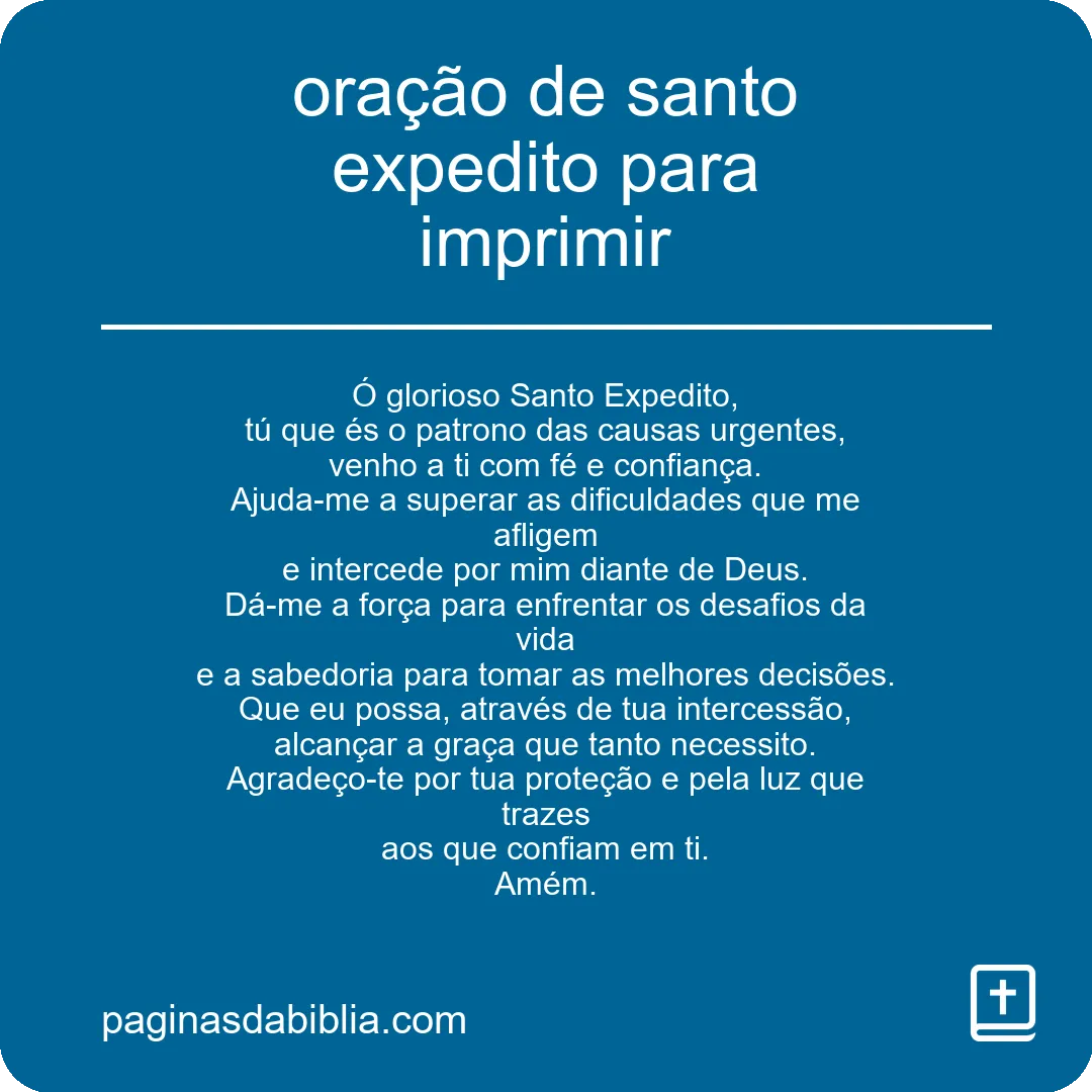 oração de santo expedito para imprimir