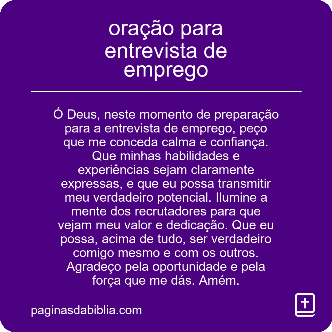 oração para entrevista de emprego