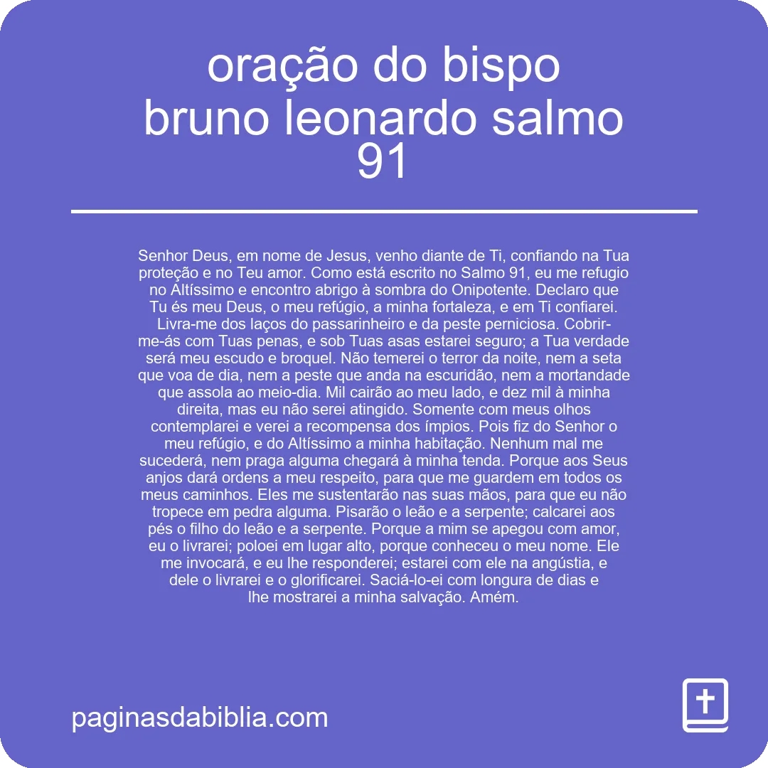 oração do bispo bruno leonardo salmo 91