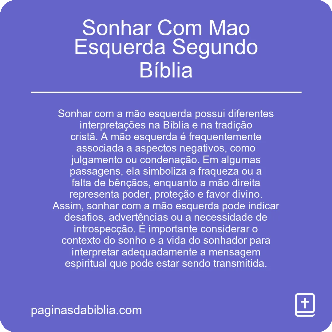 Sonhar Com Mao Esquerda Segundo Bíblia