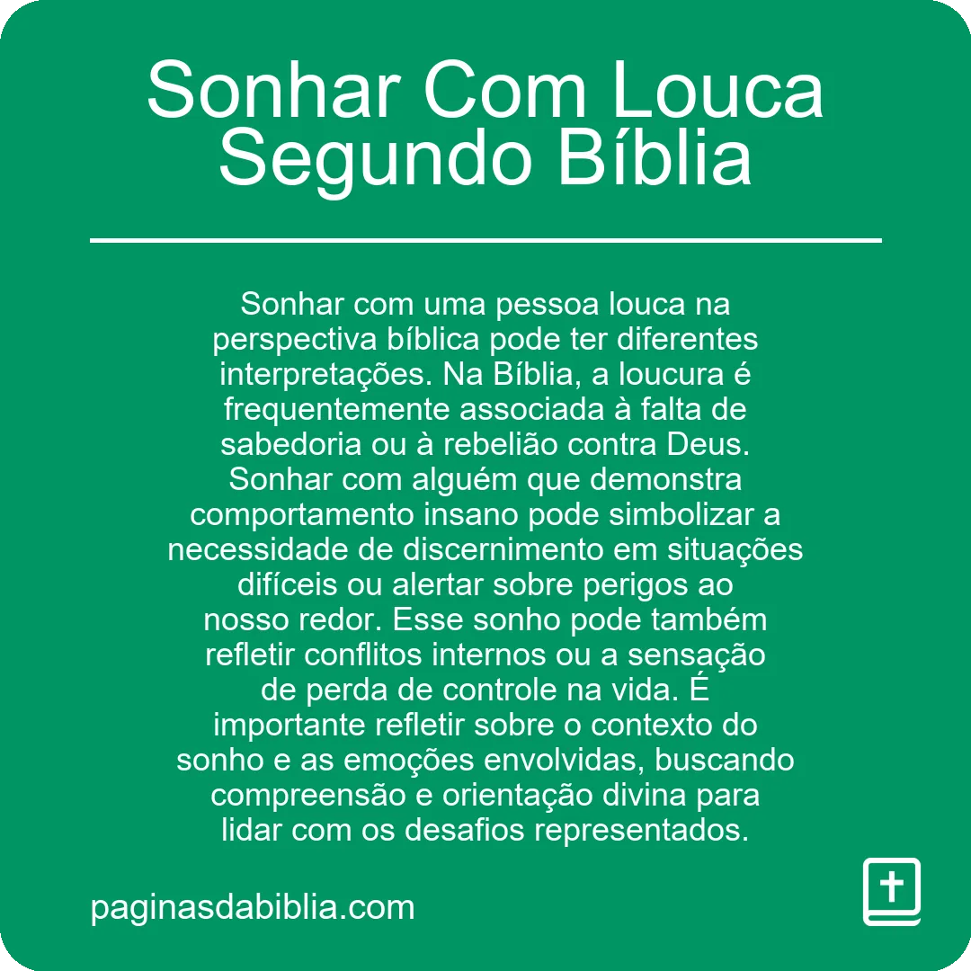 Sonhar Com Louca Segundo Bíblia