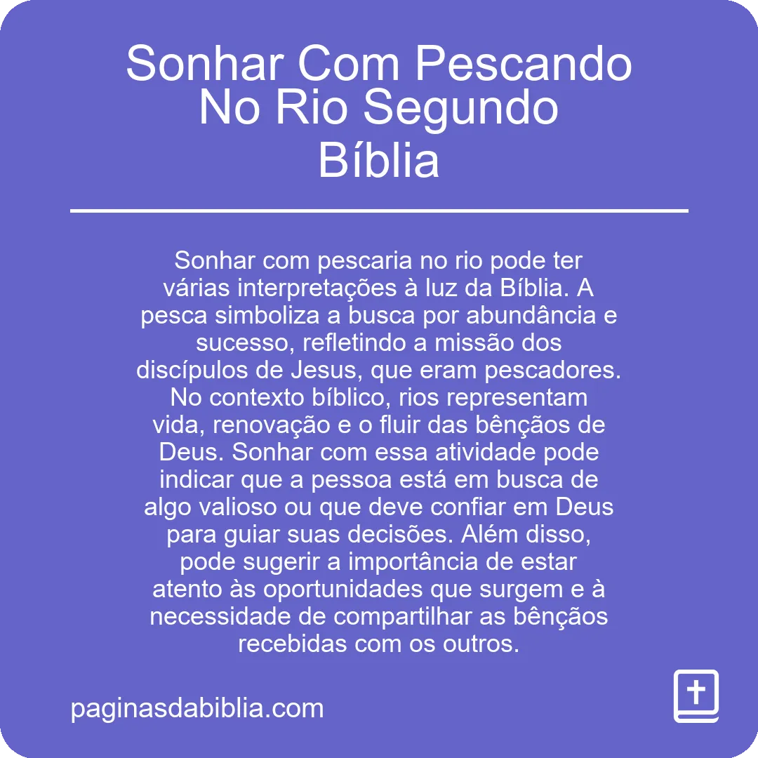 Sonhar Com Pescando No Rio Segundo Bíblia