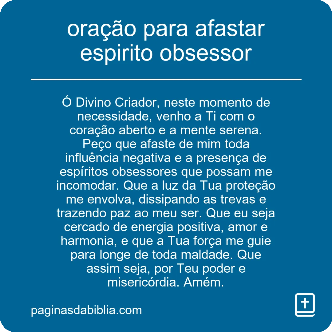 oração para afastar espirito obsessor