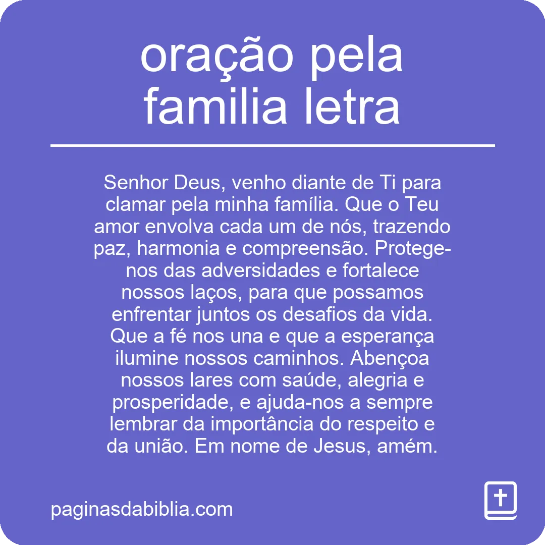 oração pela familia letra