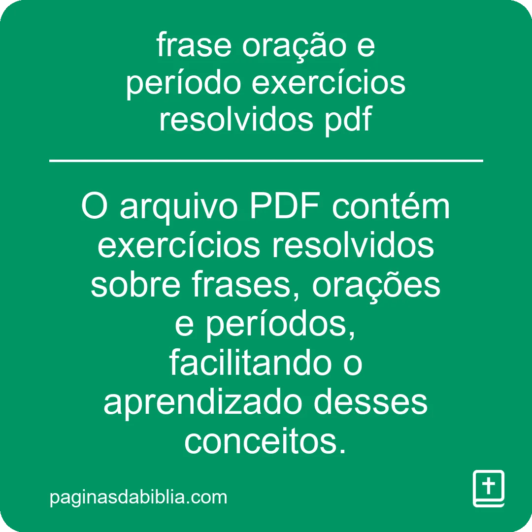 frase oração e período exercícios resolvidos pdf