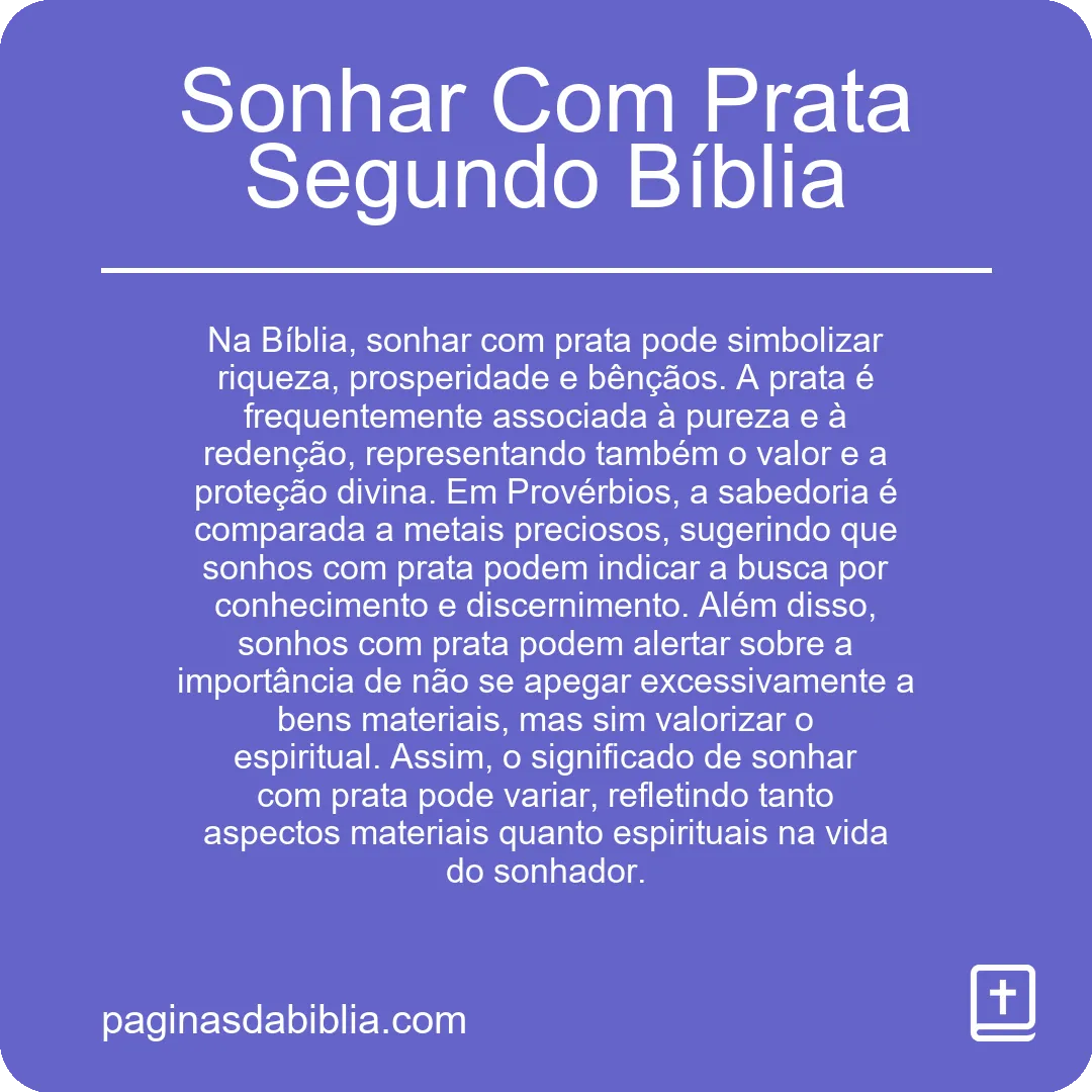 Sonhar Com Prata Segundo Bíblia