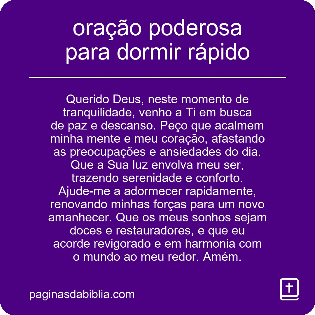 oração poderosa para dormir rápido