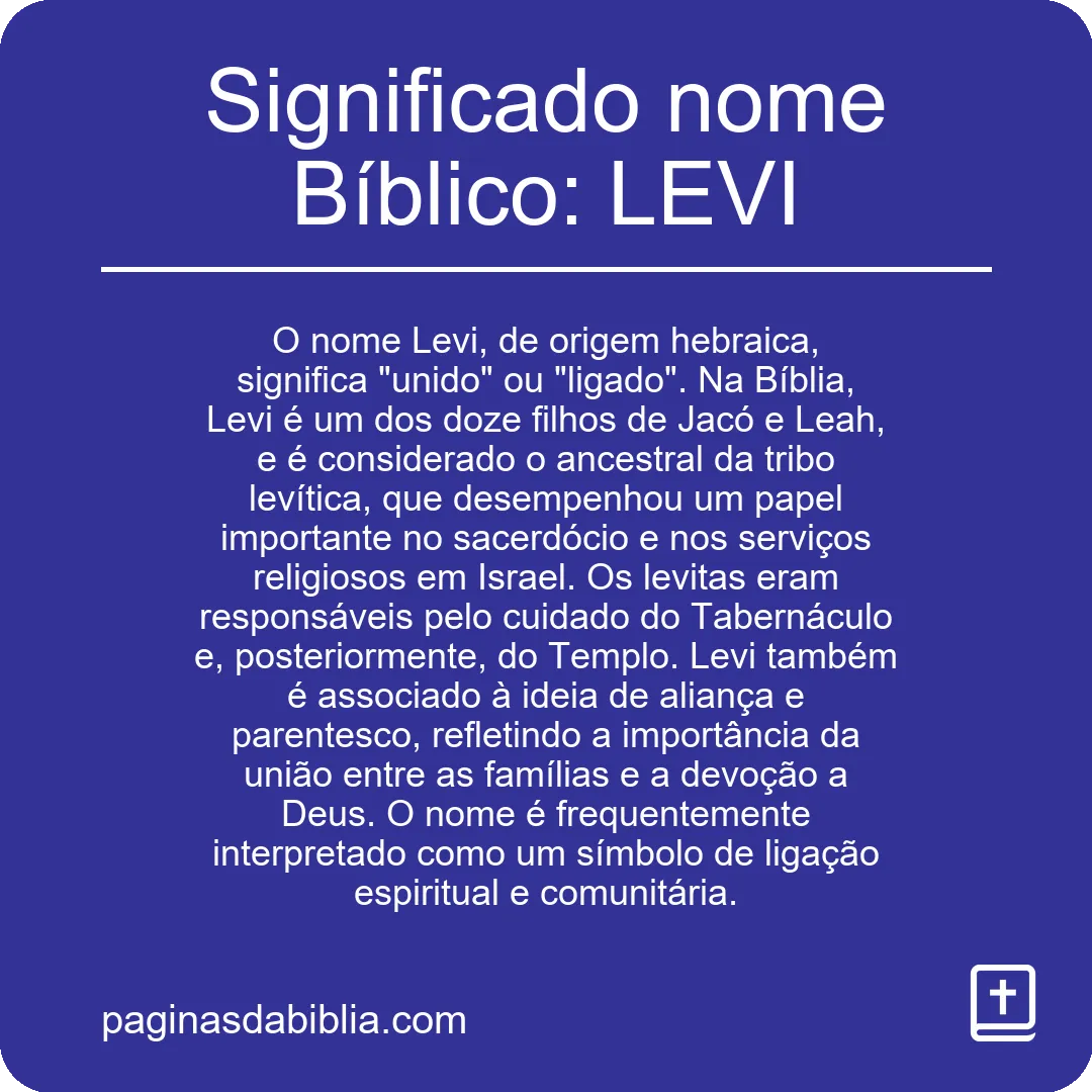 Significado nome Bíblico: LEVI