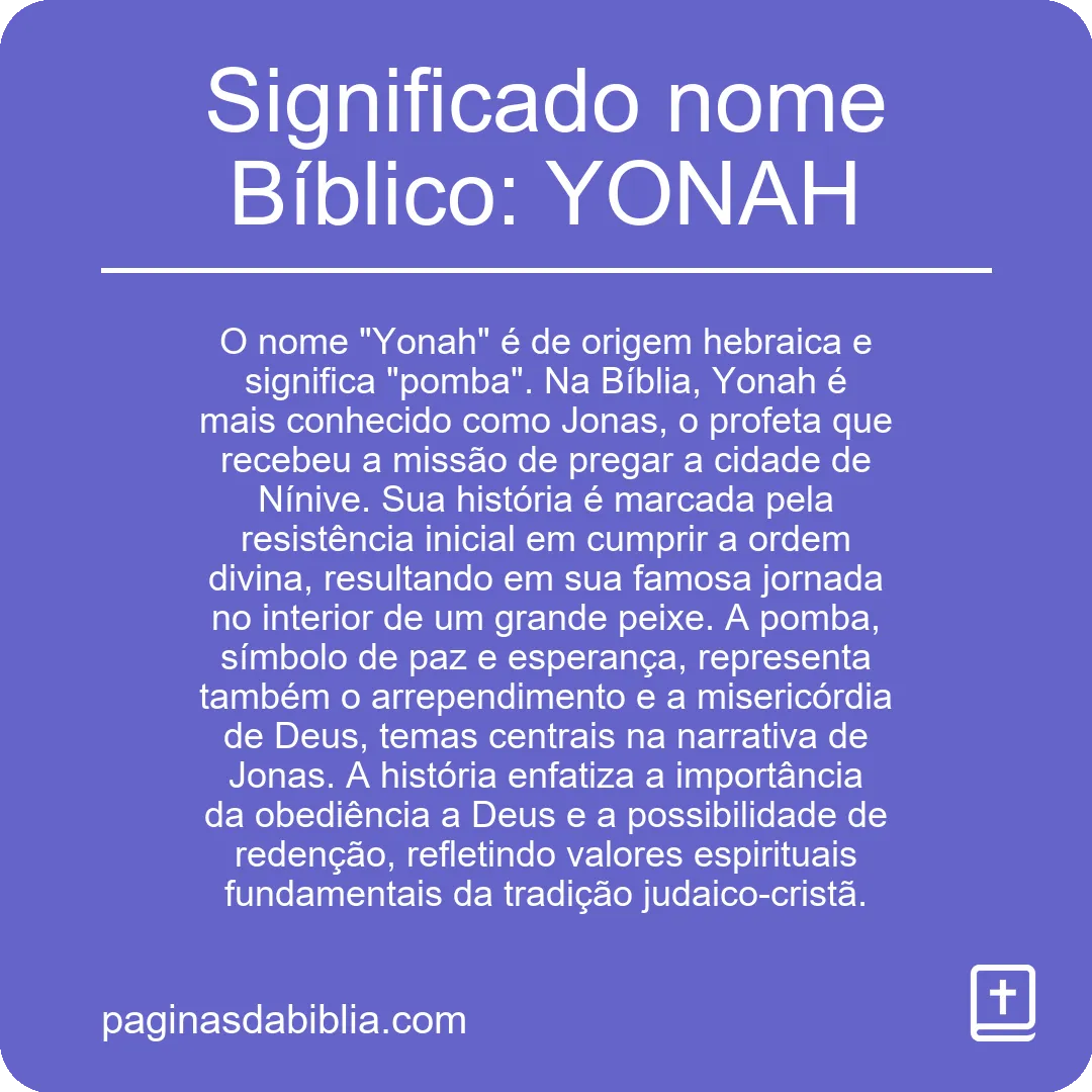 Significado nome Bíblico: YONAH