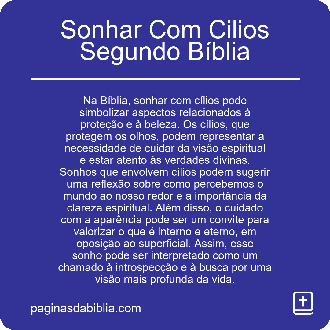 Sonhar Com Cilios Segundo Bíblia