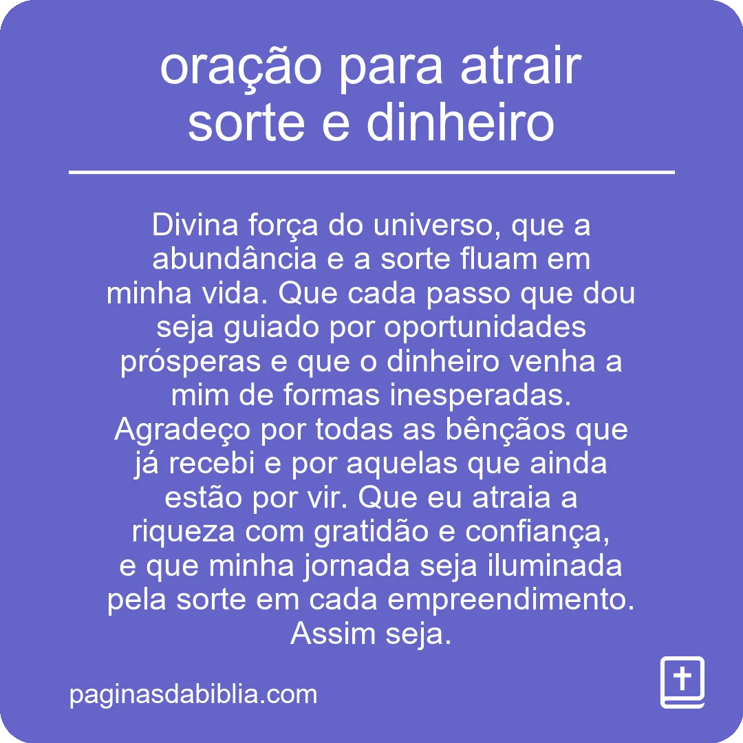 oração para atrair sorte e dinheiro