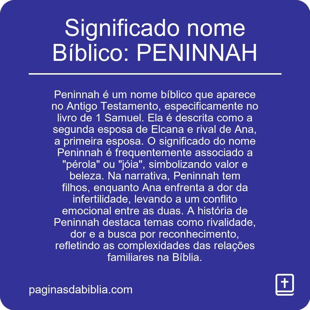 Significado nome Bíblico: PENINNAH