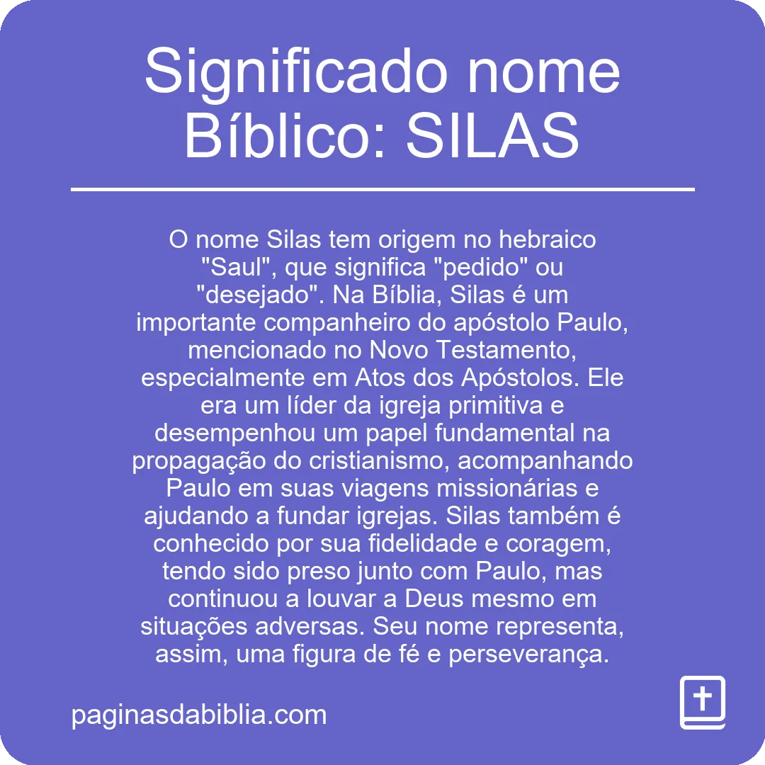 Significado nome Bíblico: SILAS