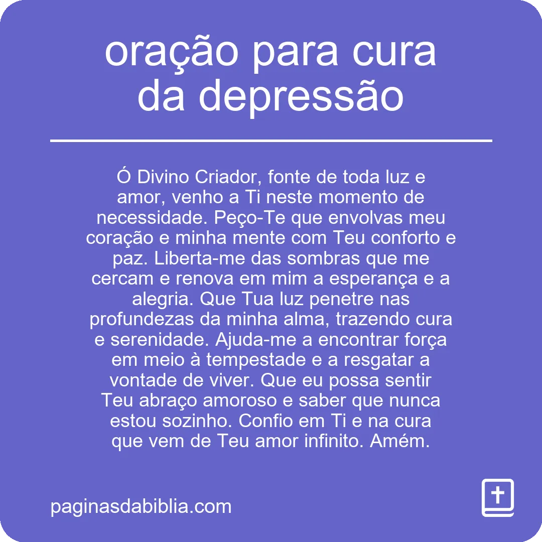 oração para cura da depressão