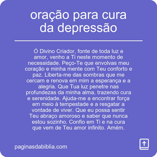 oração para cura da depressão