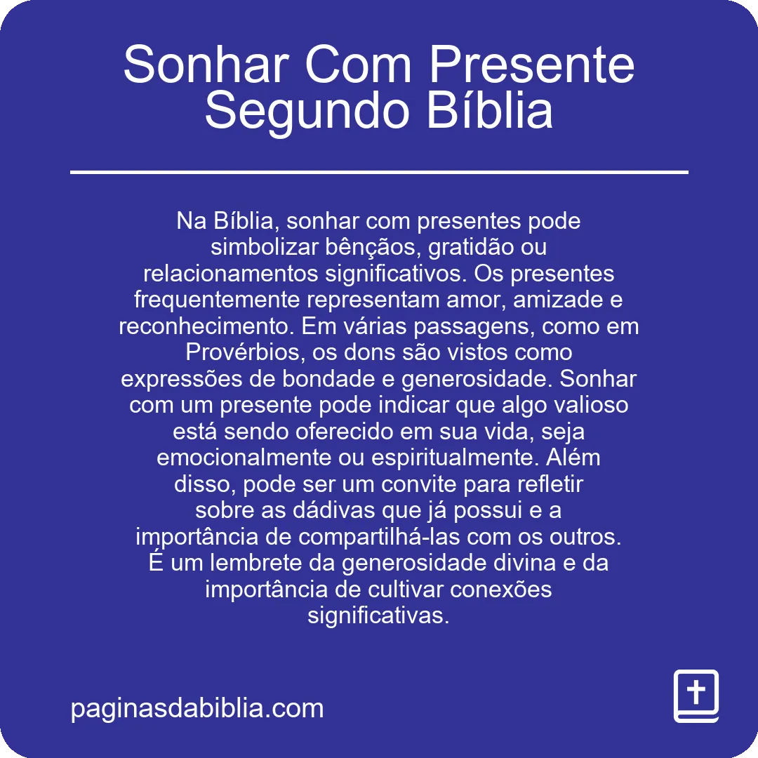 Sonhar Com Presente Segundo Bíblia