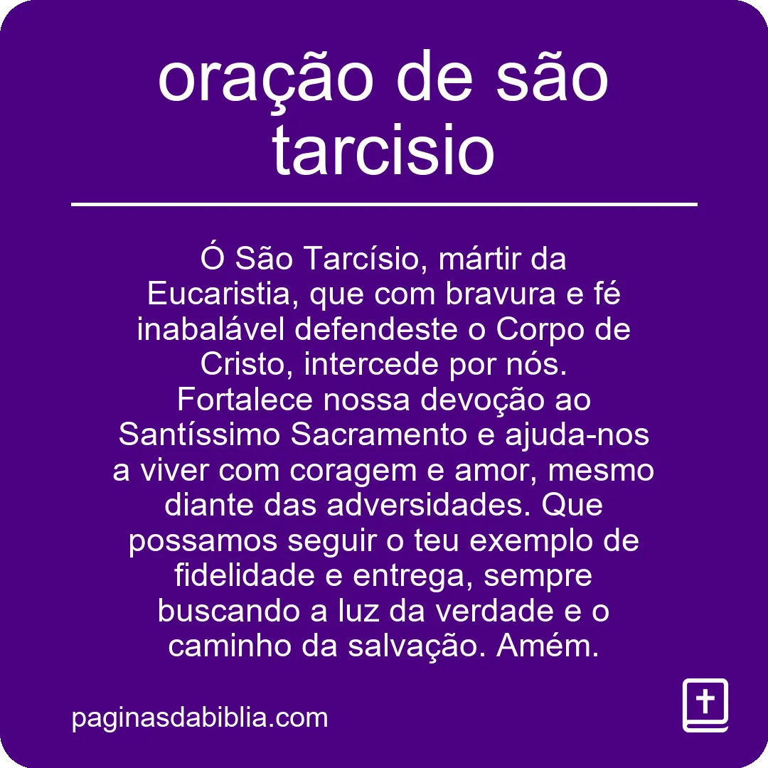 oração de são tarcisio