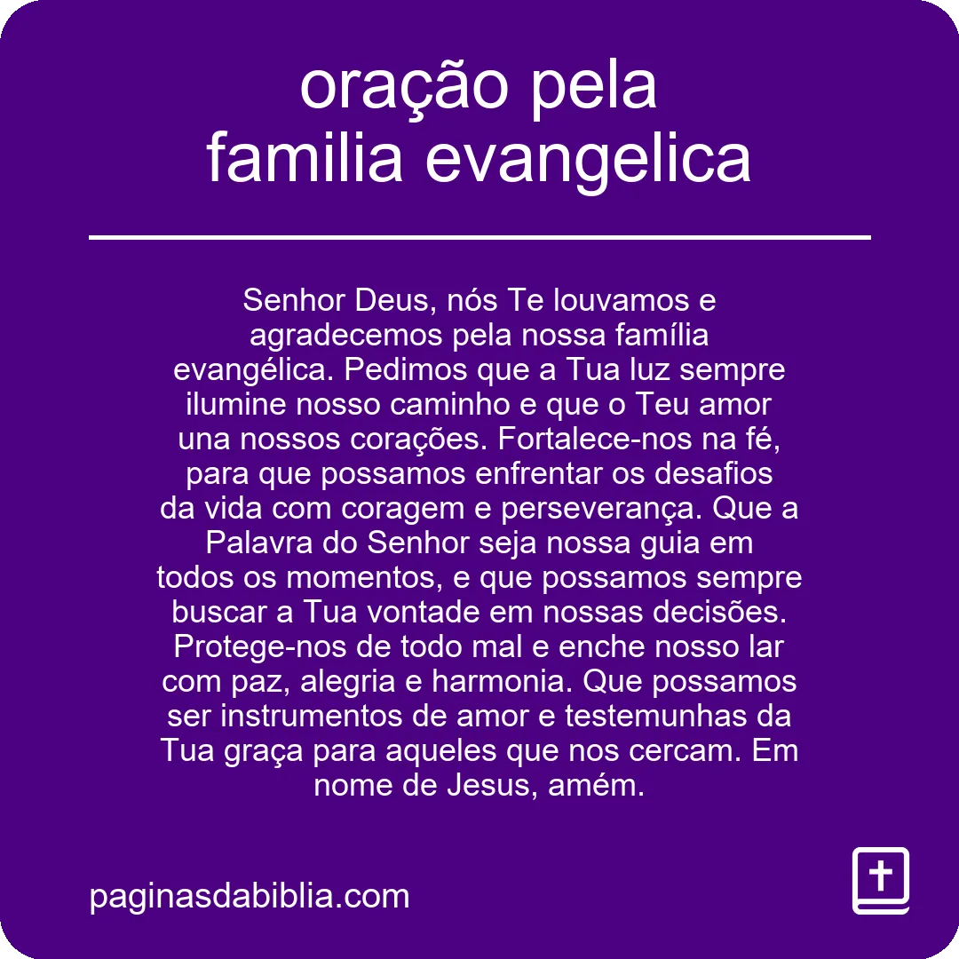 oração pela familia evangelica