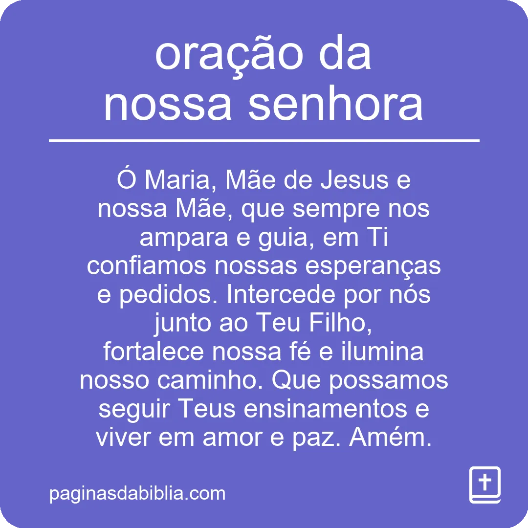 oração da nossa senhora