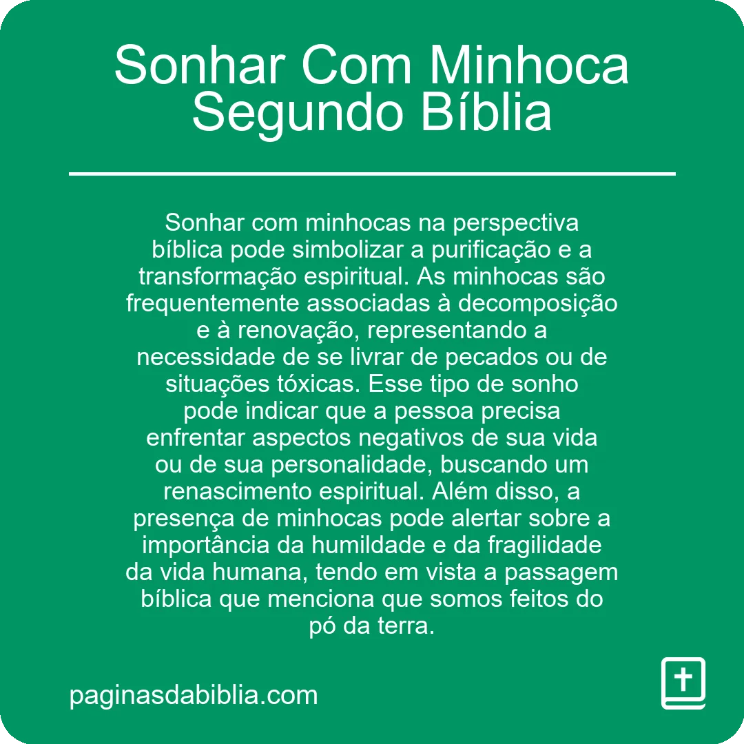 Sonhar Com Minhoca Segundo Bíblia