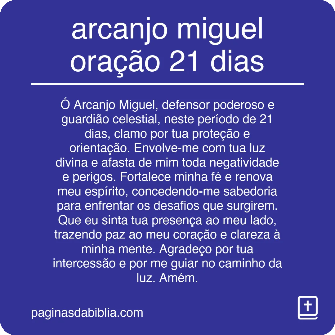 arcanjo miguel oração 21 dias