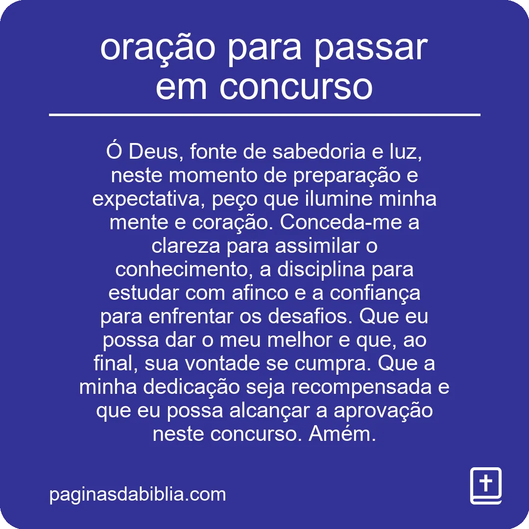 oração para passar em concurso