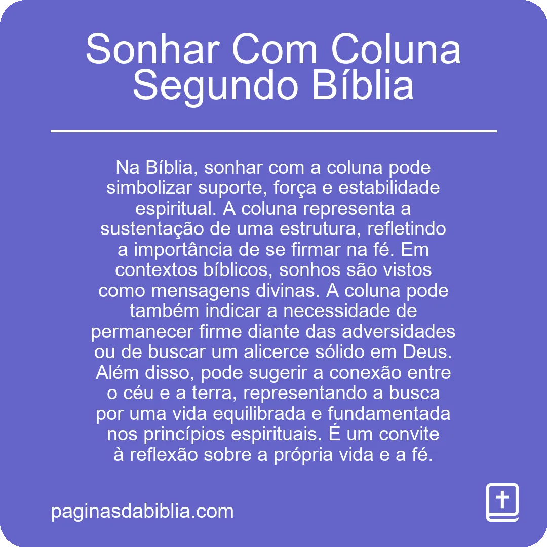 Sonhar Com Coluna Segundo Bíblia