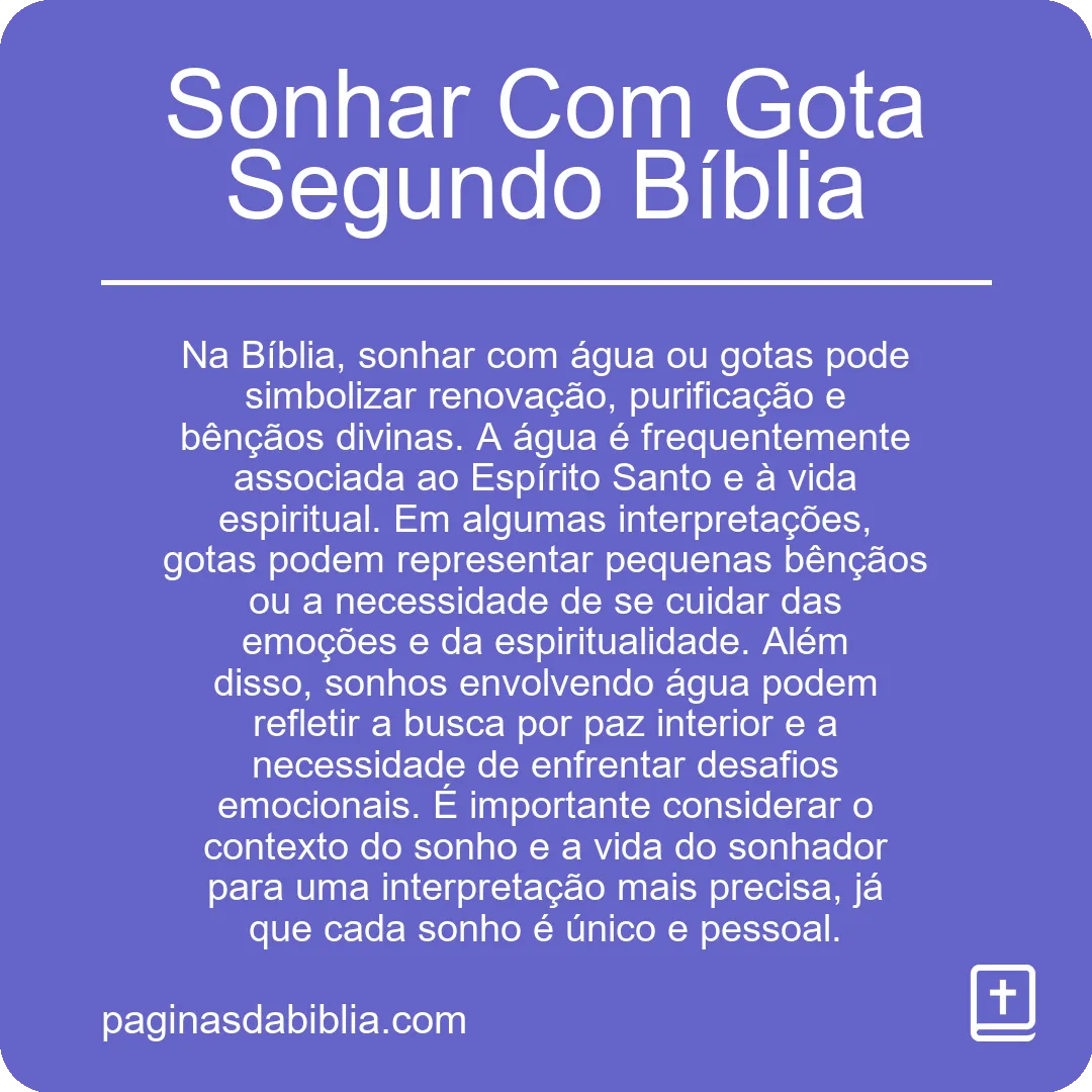 Sonhar Com Gota Segundo Bíblia