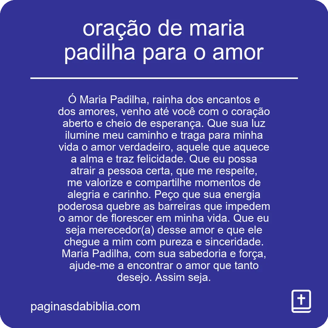 oração de maria padilha para o amor