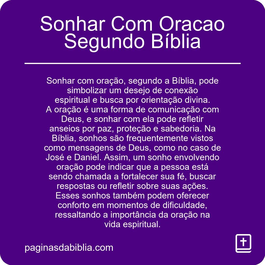 Sonhar Com Oracao Segundo Bíblia