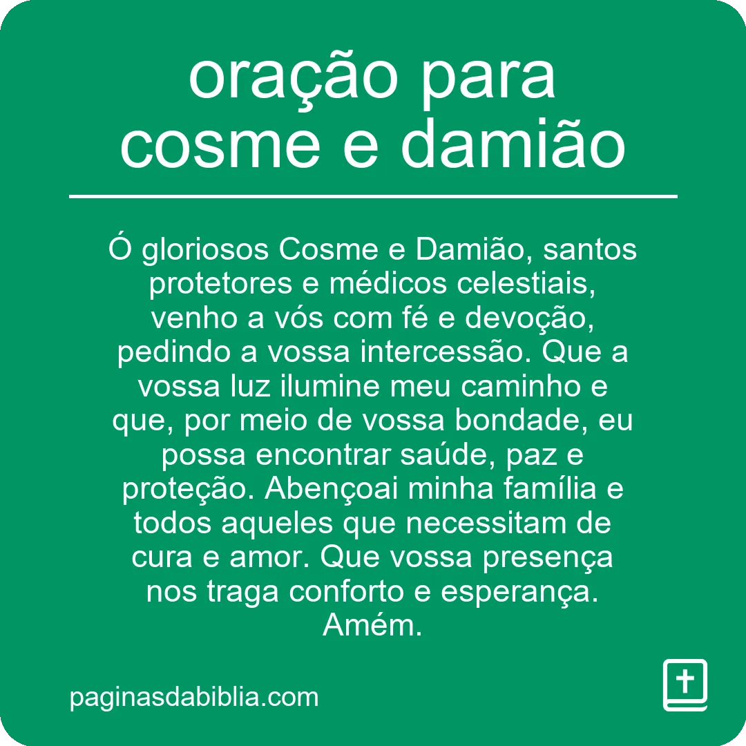 oração para cosme e damião