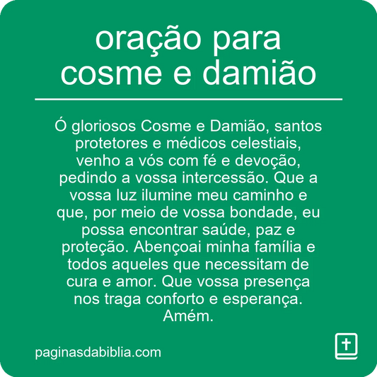 oração para cosme e damião