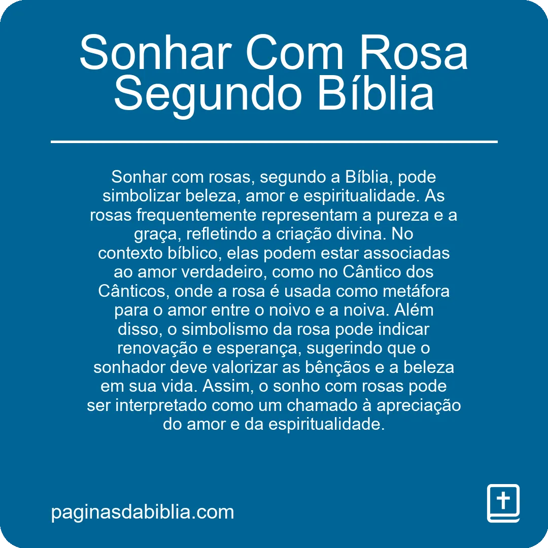 Sonhar Com Rosa Segundo Bíblia