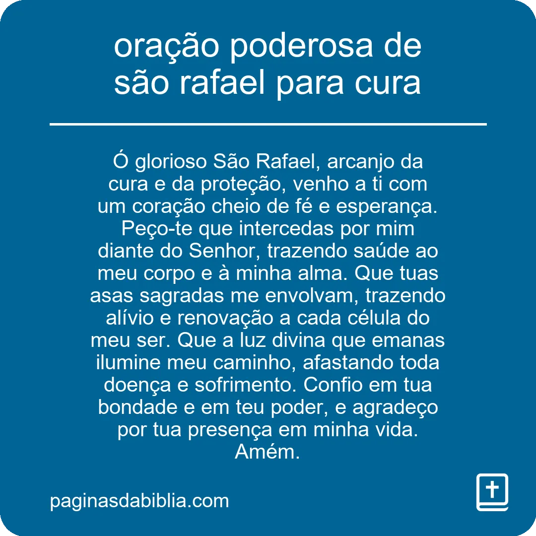 oração poderosa de são rafael para cura