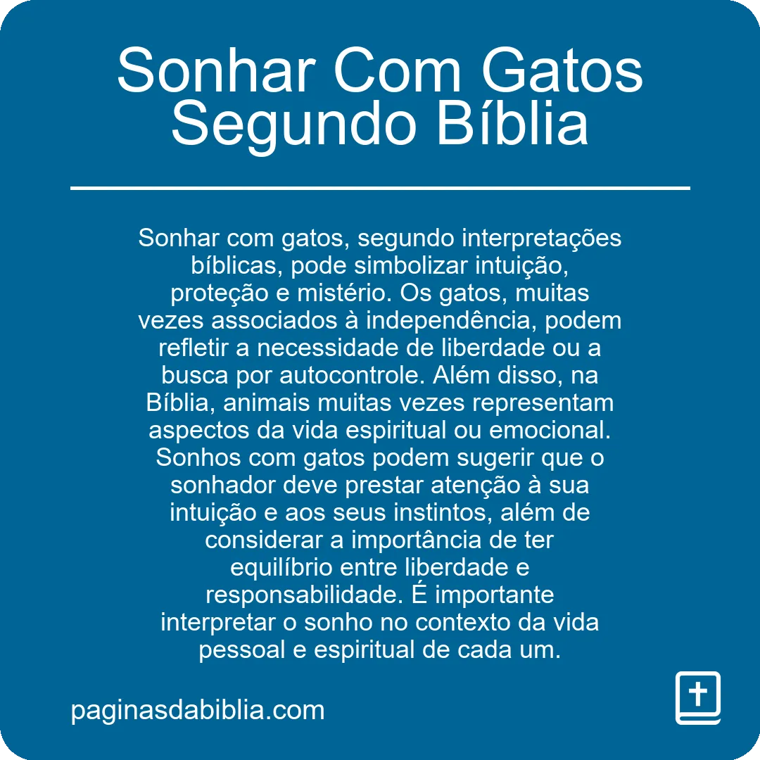 Sonhar Com Gatos Segundo Bíblia