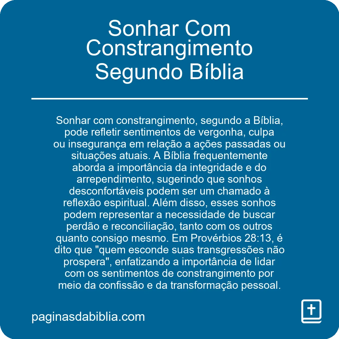 Sonhar Com Constrangimento Segundo Bíblia