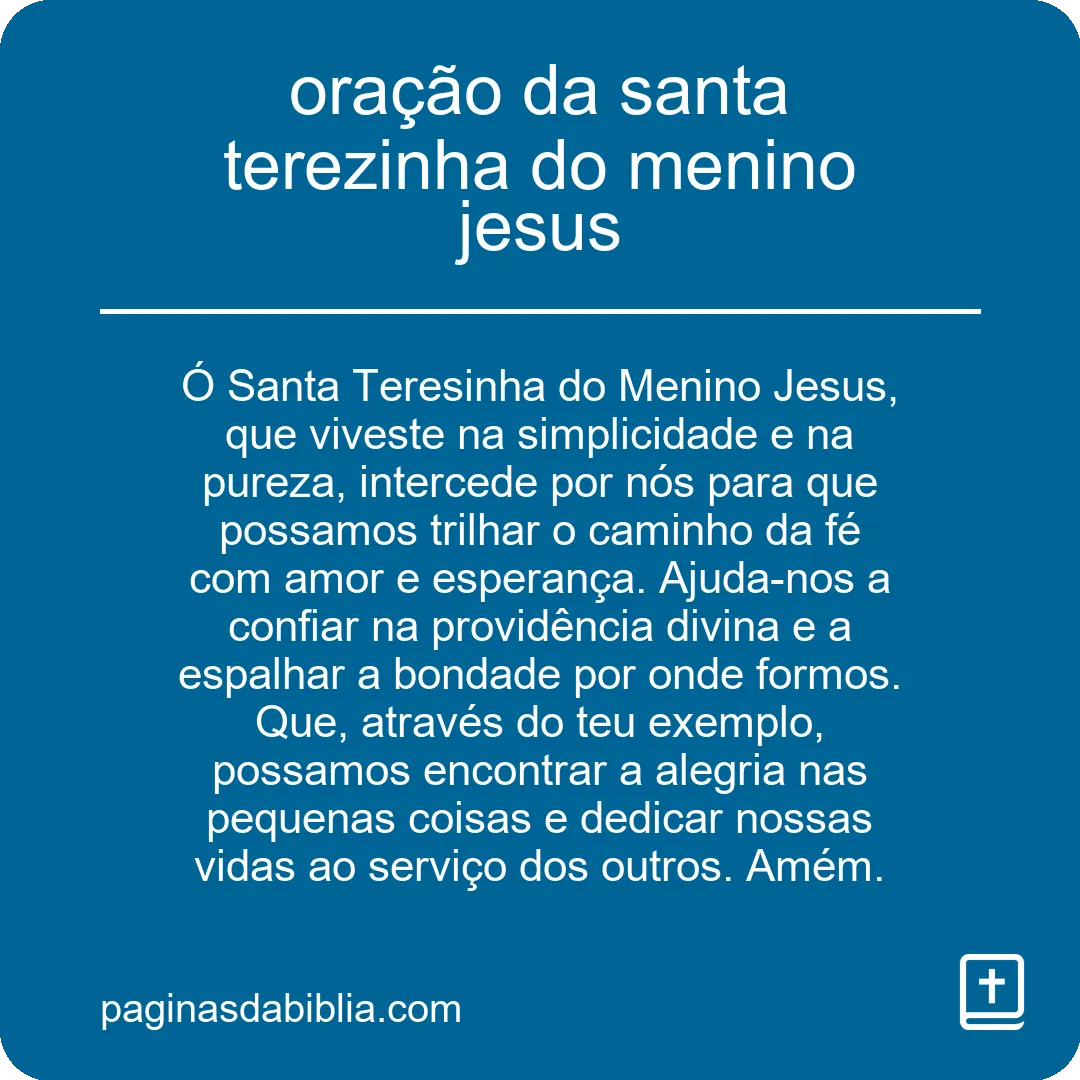 oração da santa terezinha do menino jesus