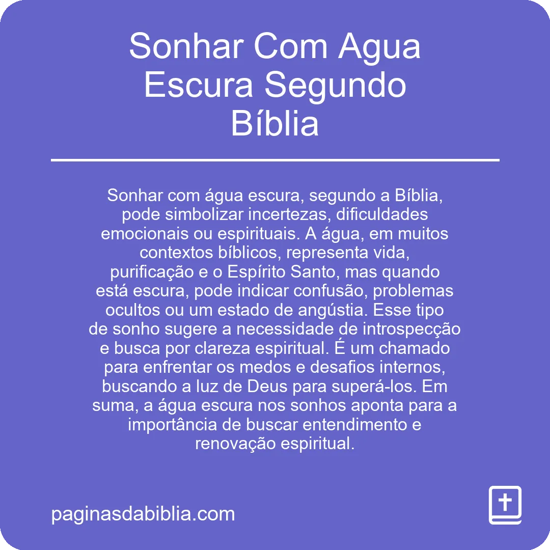 Sonhar Com Agua Escura Segundo Bíblia