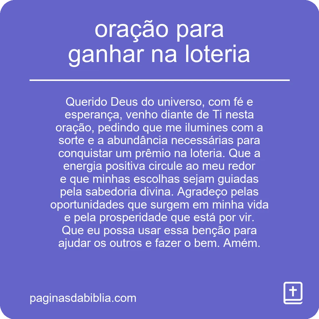 oração para ganhar na loteria