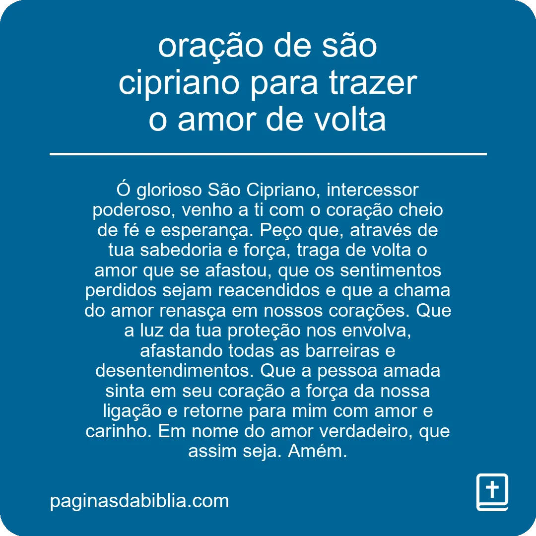 oração de são cipriano para trazer o amor de volta