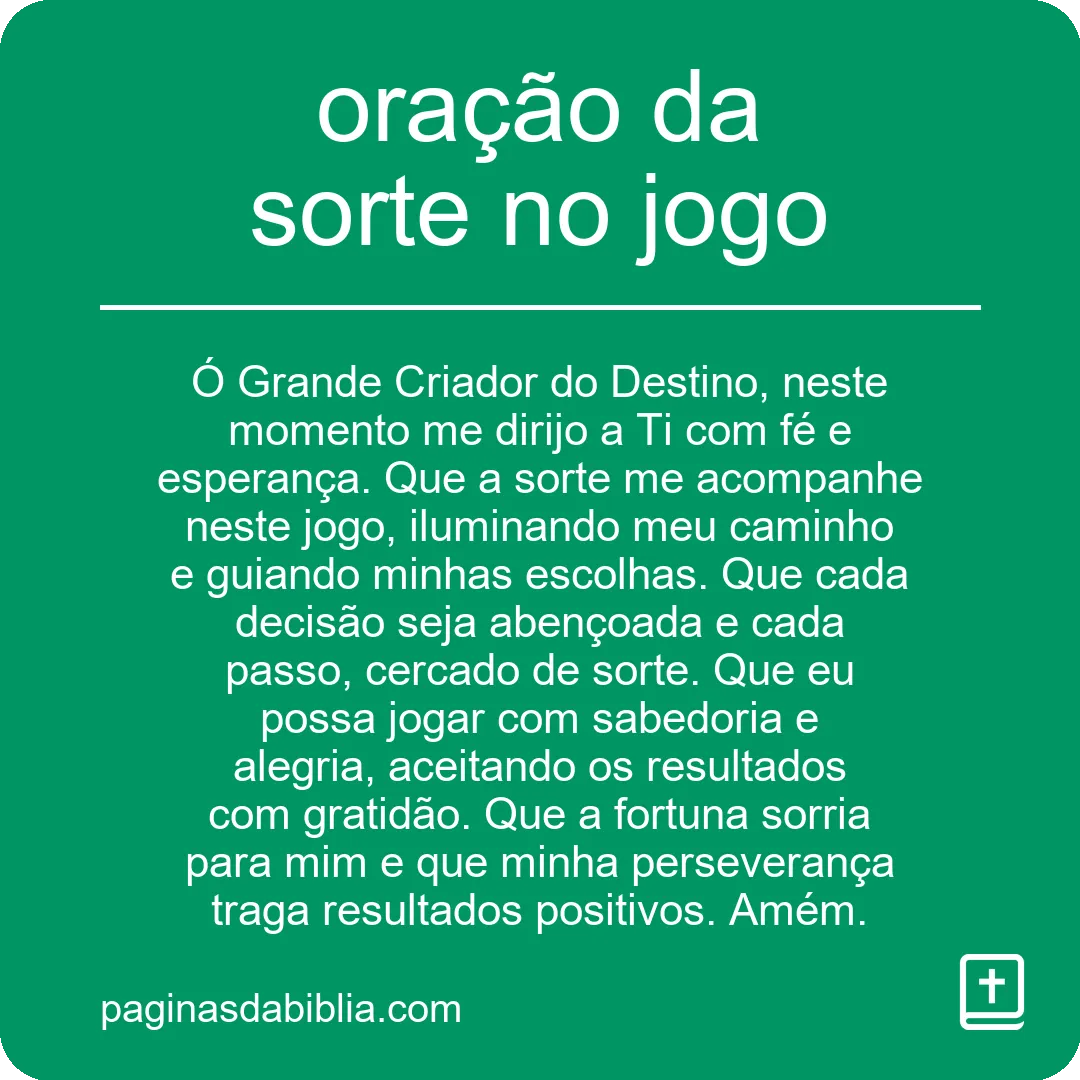 oração da sorte no jogo