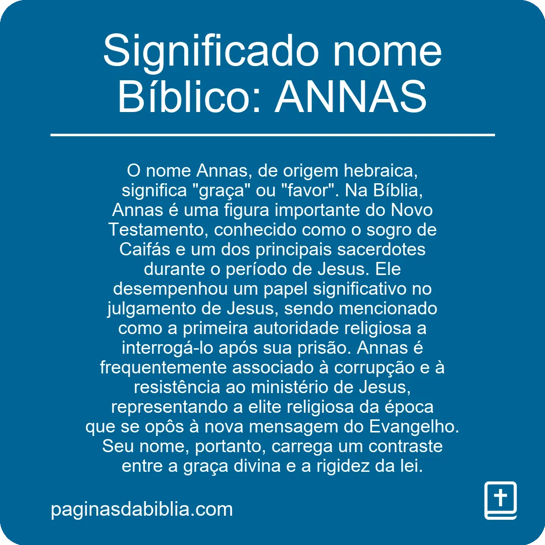 Significado nome Bíblico: ANNAS